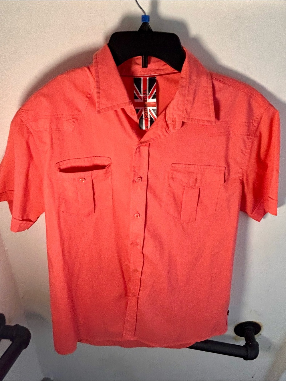 TRUE ROCK Short-Sleeve Coral Button-Down Shirt